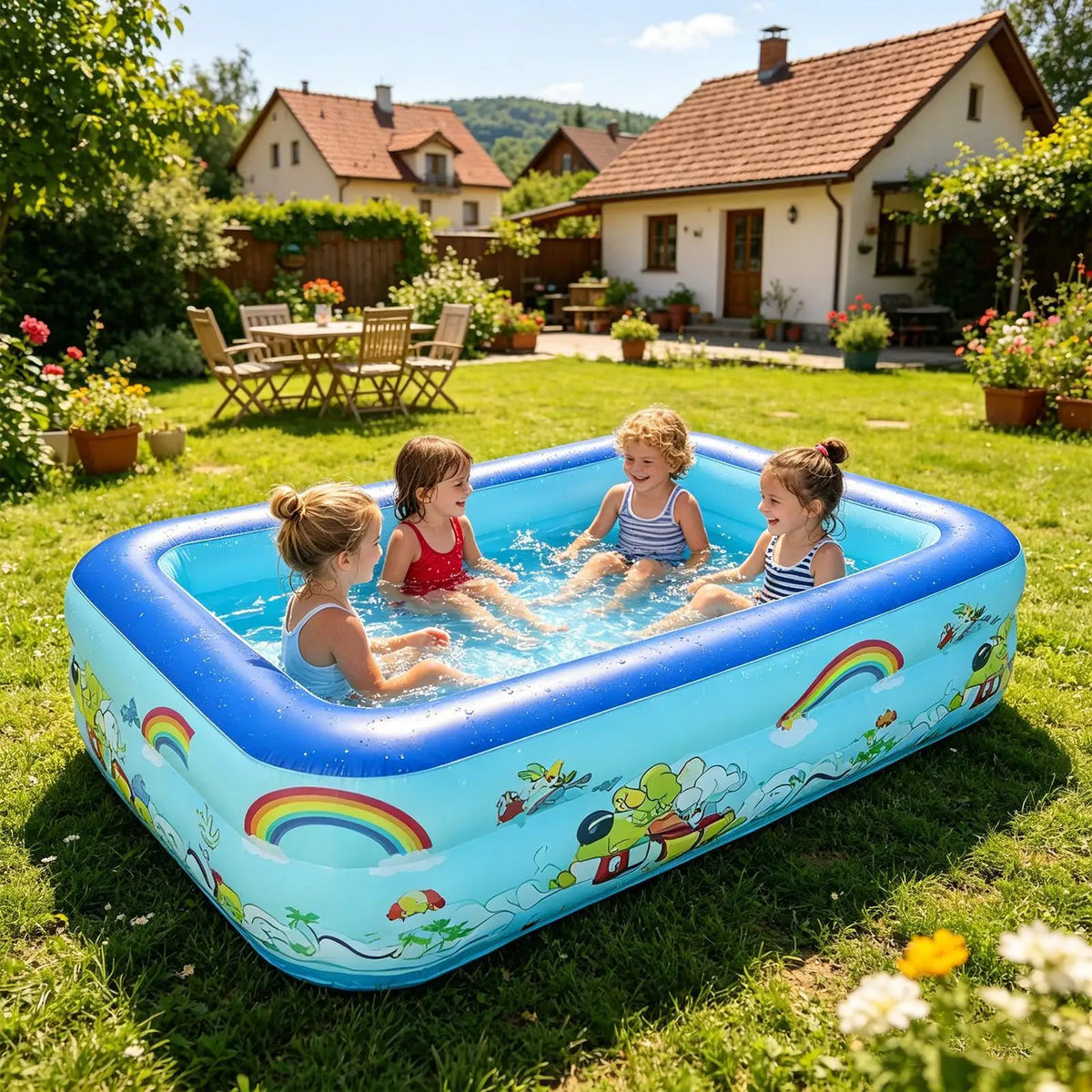 Rectangle Inflatable Kids Pool – Backyard PVC Swim Pool Inflatable Swimming Pool Axl