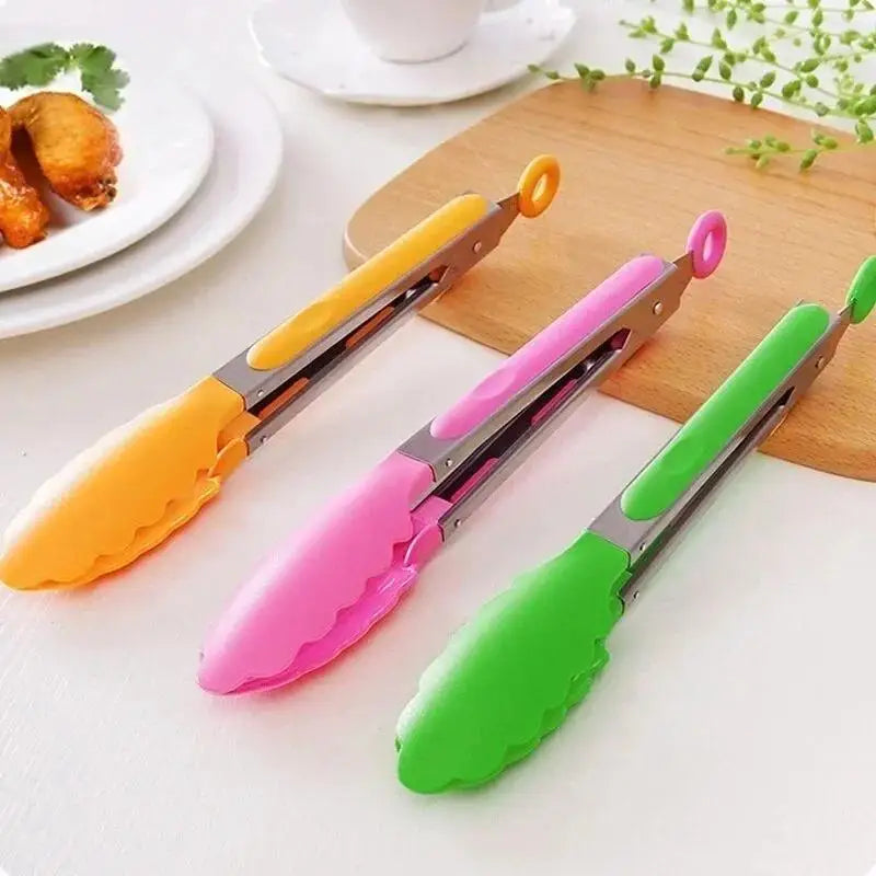 Silicone BBQ Tongs – Heat-Resistant Stainless Steel Food Clip BBQ Kitchen Tongs Axl