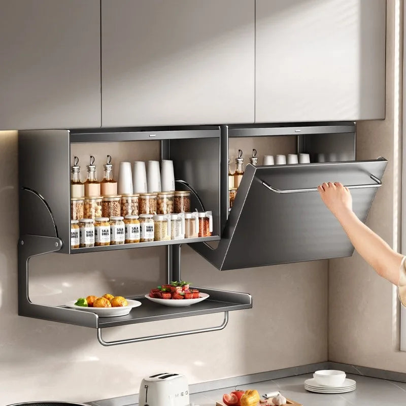 Suspended Kitchen Spice Rack – Adjustable Stainless Steel Shelf Kitchen Storage Rack Axl