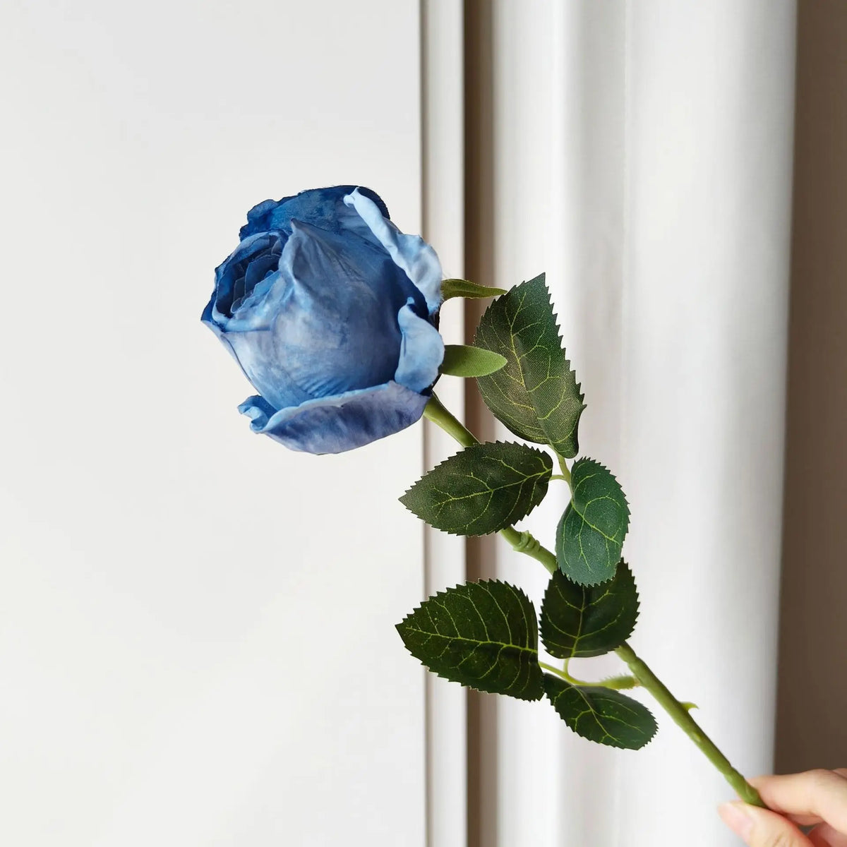 10-Pack Burnt Edge Artificial Silk Rose Stems 50cm | Faux Flowers Artificial Flower Stems Axl DEEP BLUE