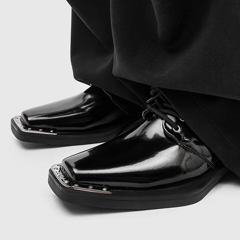Men's Square Toe Derby Shoes – Thick Sole Split Leather Men's Derby Shoes Axl