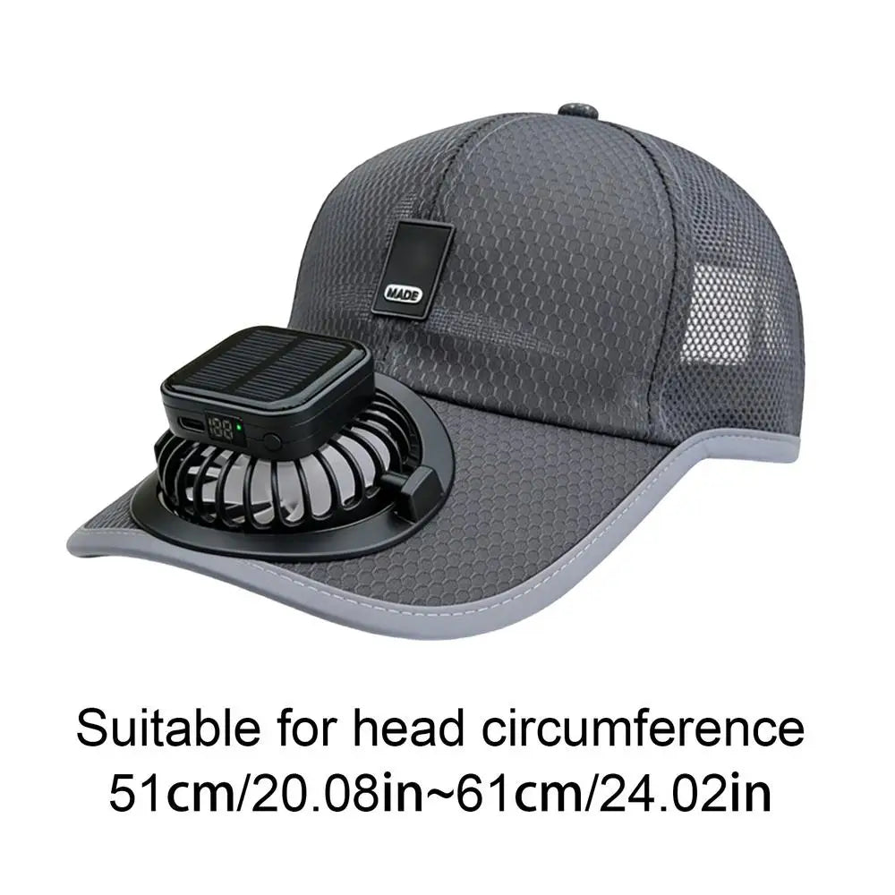 Solar Fan Hat – USB & Wide Brim Cap for Outdoor Cooling Solar Fan Hat Axl grey square