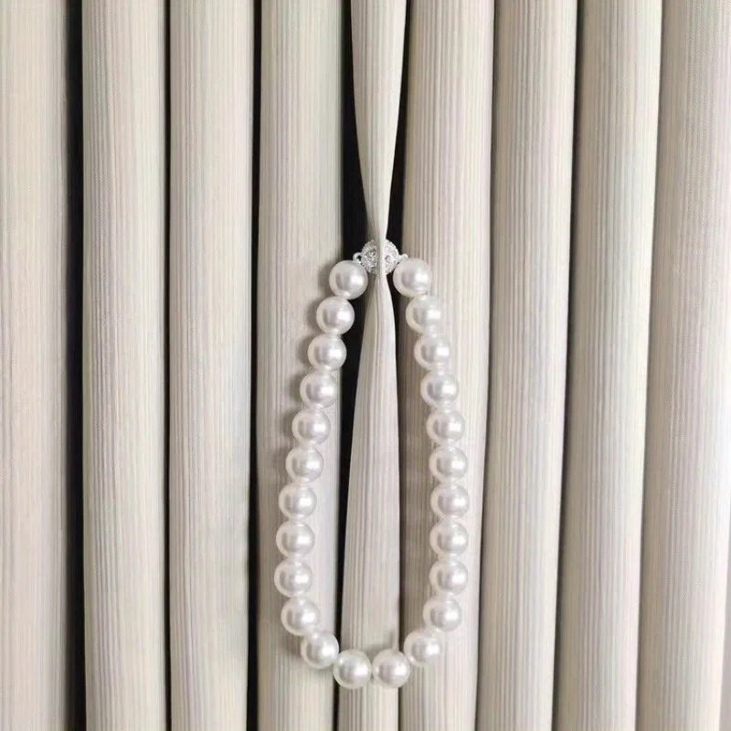 Pearl Magnetic Curtain Holdback Strap – No-Drill Luxury Tie Curtain Holdback Strap Axl 40CM white