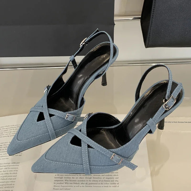 Women's Pointed Toe High Heel Pumps | Buckle Strap Slingback High Heel Pumps Axl
