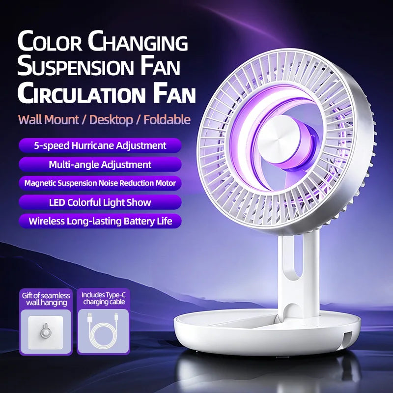 Foldable USB Rechargeable Desk Fan with LED Night Light Foldable Desk Fan Axl
