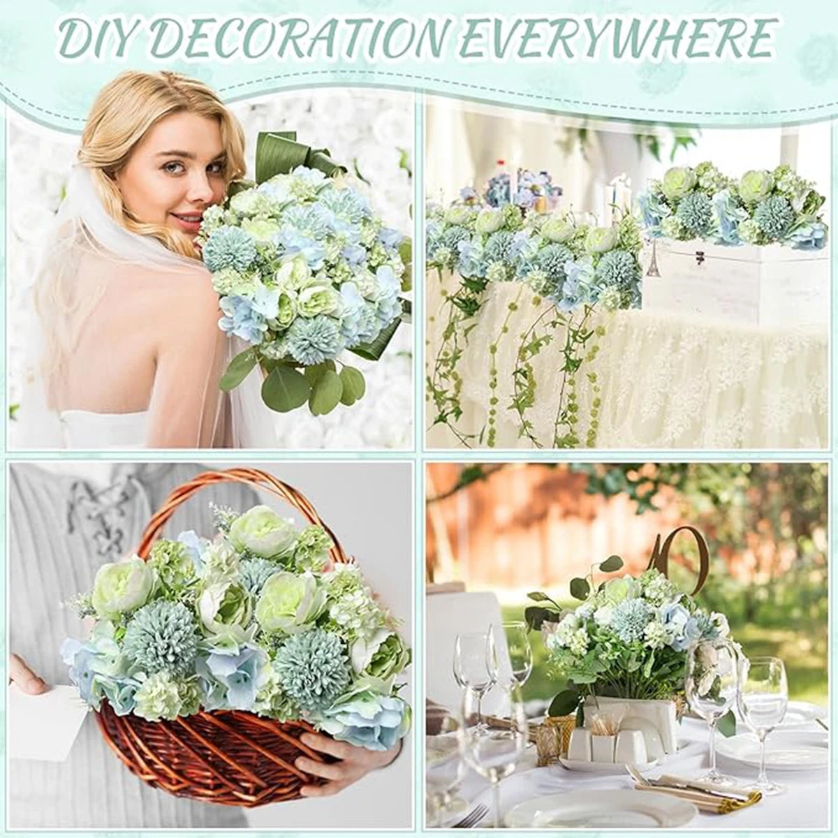 Silk Peony Hydrangea Artificial Flower Bouquet | Wedding & Home Artificial Flower Bouquet Axl