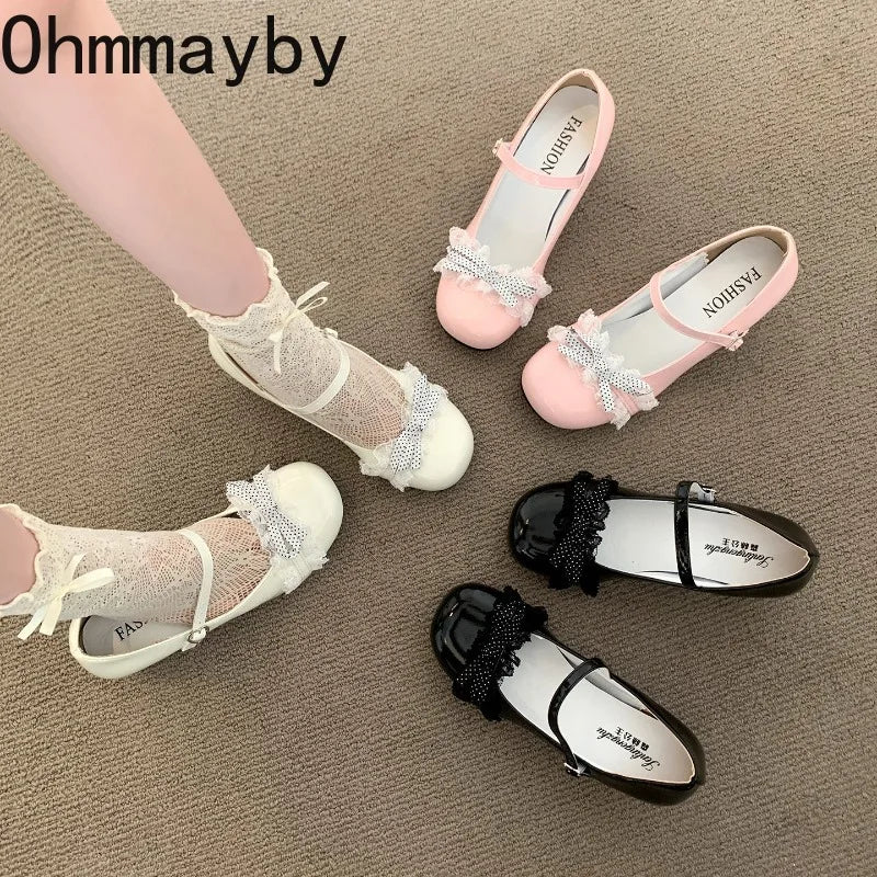 Black Y2K Butterfly-Knot Mary Jane Heels | Lolita Party Pumps Mary Jane Heels Axl