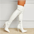 PU Leather Thigh High Over-the-Knee Boots | Women's Heels Over-the-Knee Boots Axl White 39