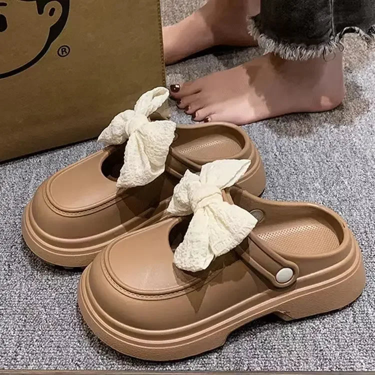 Women's EVA Bowknot Slippers – Lightweight Non-Slip Sandals Women's Slippers Axl khaki 38-39