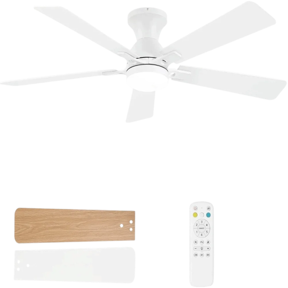 Remote Control Ceiling Fan with Light – 5-Blade Reversible Ceiling Fan with Light Axl White-52in