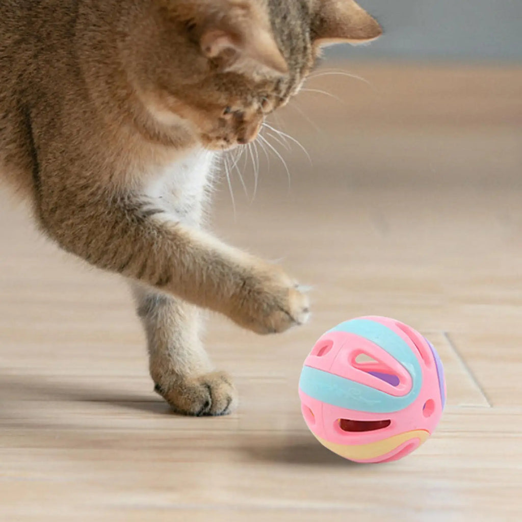 Interactive Cat Bell Ball Toy – Colorful Hollow Rattle for Kittens Cat Ball Toy Axl