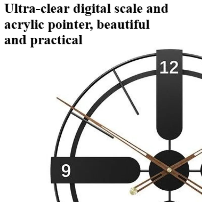 Nordic Luxury Large Silent Acrylic Wall Clock – Modern Decor Wall Clock Axl