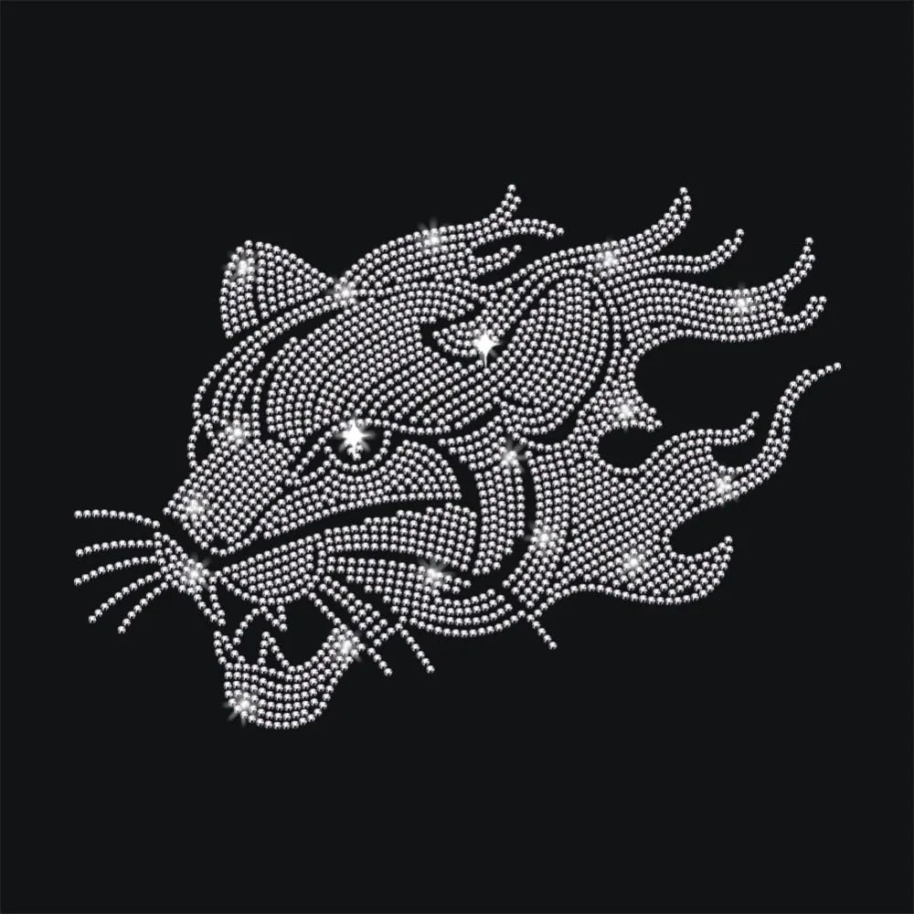 Leopard Head Rhinestone Iron-On Patch – 11.7x8.3" Bling Decal Iron-On Rhinestone Patch Axl