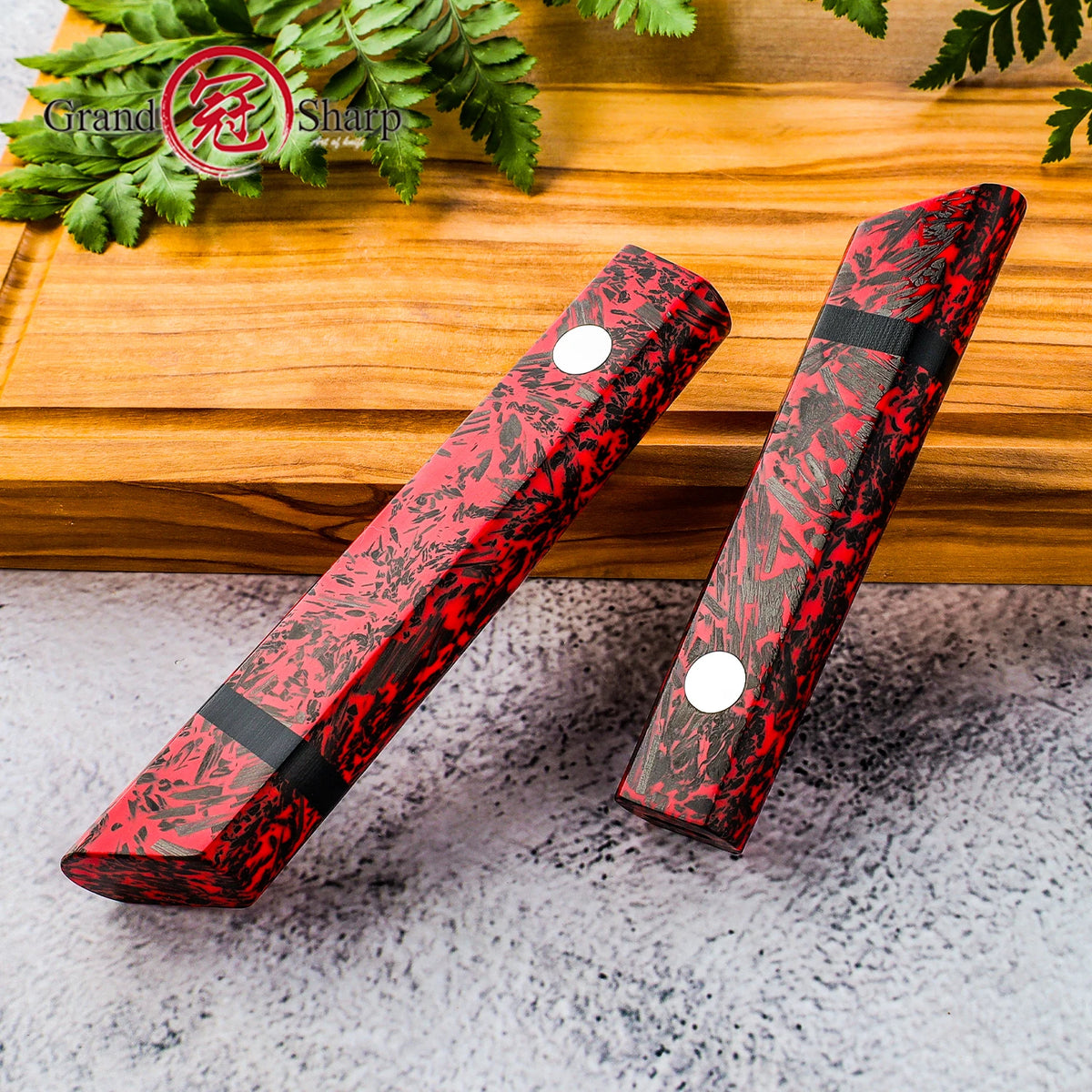Grandsharp Carbon Fiber Red Resin DIY Knife Handle | Chef & Santoku Knife Handle Axl