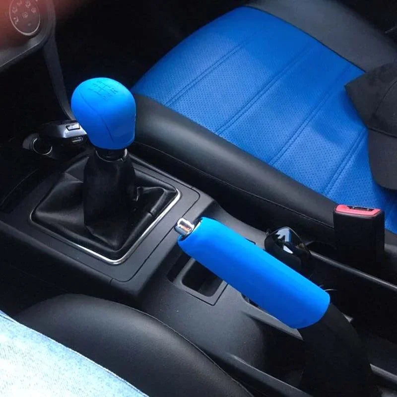 6-Piece Silicone Gear Shift Knob & Handbrake Cover Set Car Interior Accessory Axl