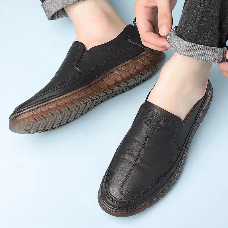 Men's Genuine Cowhide Leather Loafers – Slip-On Driving Shoes Leather Loafer Shoes Axl