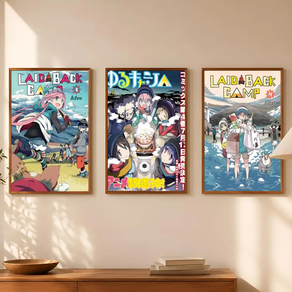 Laid-Back Camp Anime Poster – HD Self-Stick PVC Wall Art Anime Wall Poster Axl