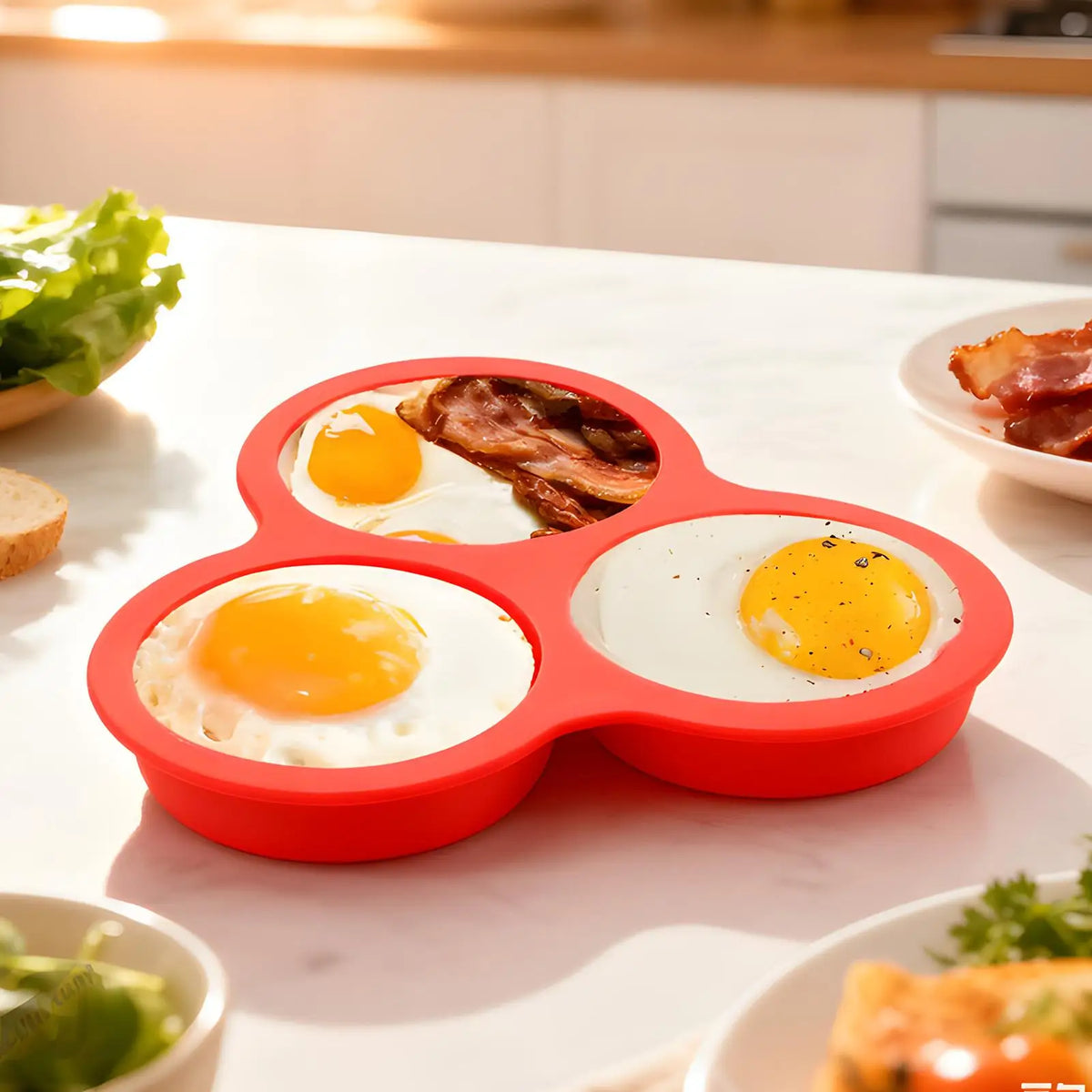 Silicone Egg Mold for Air Fryer – Non-Stick 3-Cavity Baking Tray Silicone Baking Mold Axl