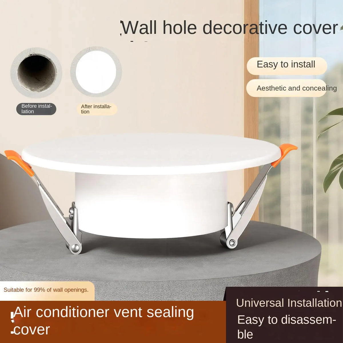 Round Hole Cover Plate for Ceiling & Wall – Snap-In Cap Hole Cover Plate Axl