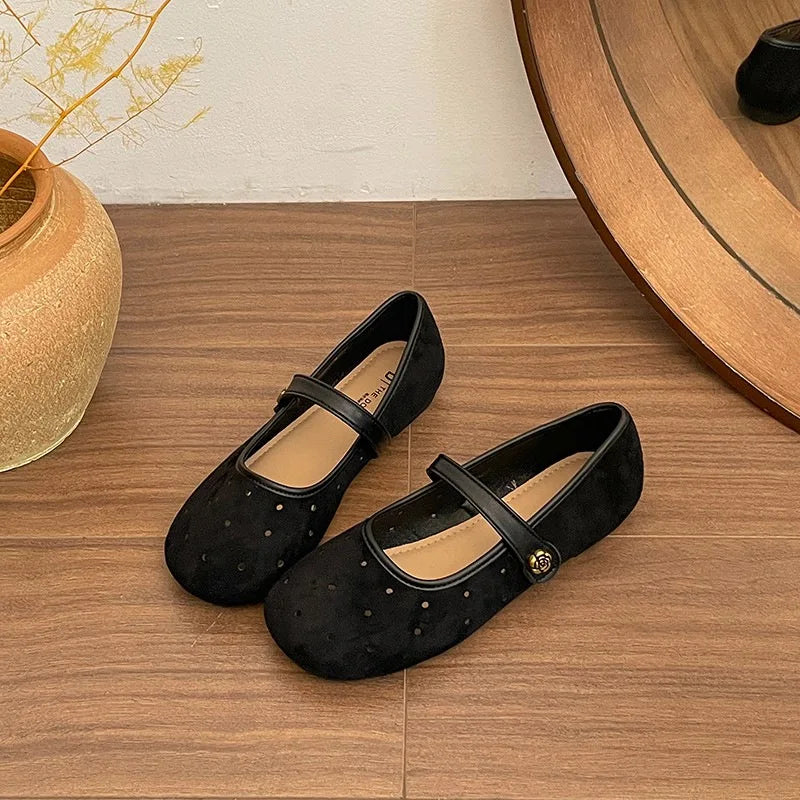 Women's Vintage Mary Jane Flats – Buckle Strap Ballet Loafers Mary Jane Flats Axl Black 40