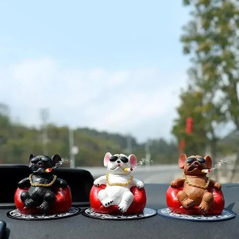 Bulldog Car Dashboard Figurine – Resin Dog Ornament Decor Car Dashboard Figurine Axl