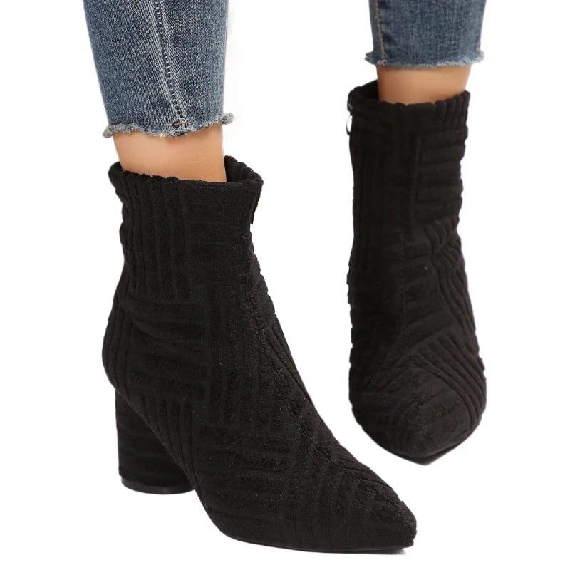 Women's Suede Ankle Boots – Pointed Toe Square Heel | YBQJOO Women's Ankle Boots Axl