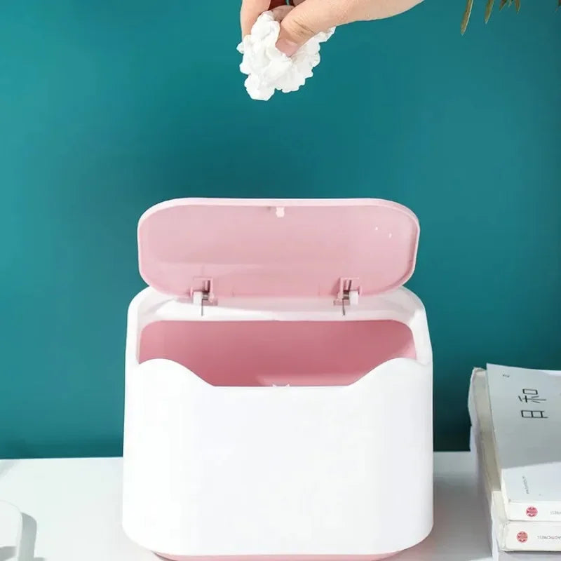 Mini Desktop Trash Can with Press Lid – Cute Desk Waste Bin Desktop Trash Can Axl