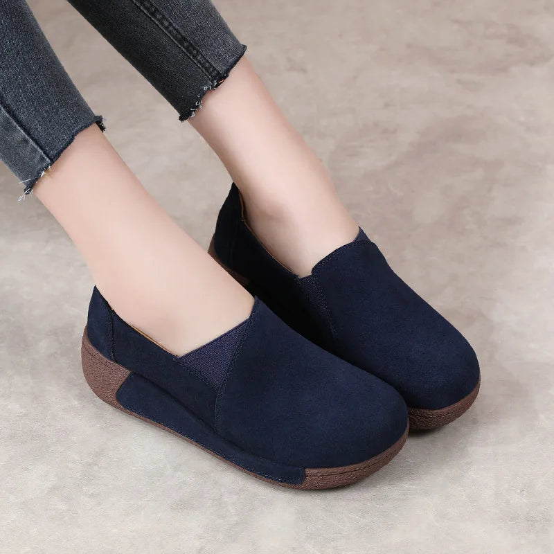 Lorilury Women's Platform Fur Loafers – Plush Wedge Sneakers Platform Wedge Loafers Axl