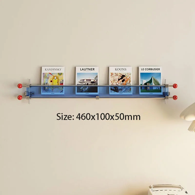 Wall Mounted Bookshelf – Nordic Minimalist Metal Floating Shelf Floating Wall Shelf Axl Blue