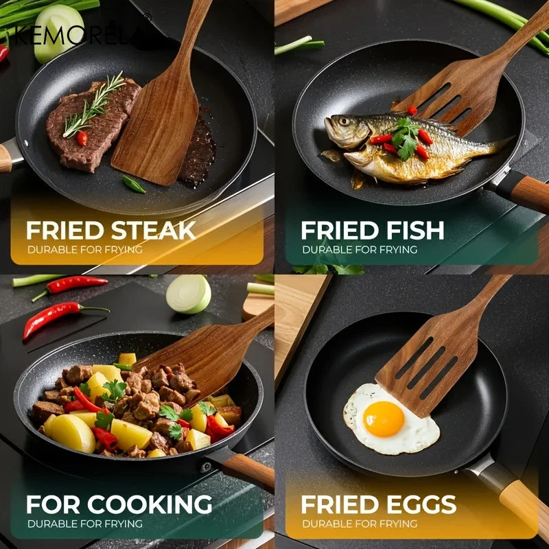 KEMORELA 2-Pc Wooden Cooking Spatula Set – Nonstick Safe Wooden Spatula Set Axl