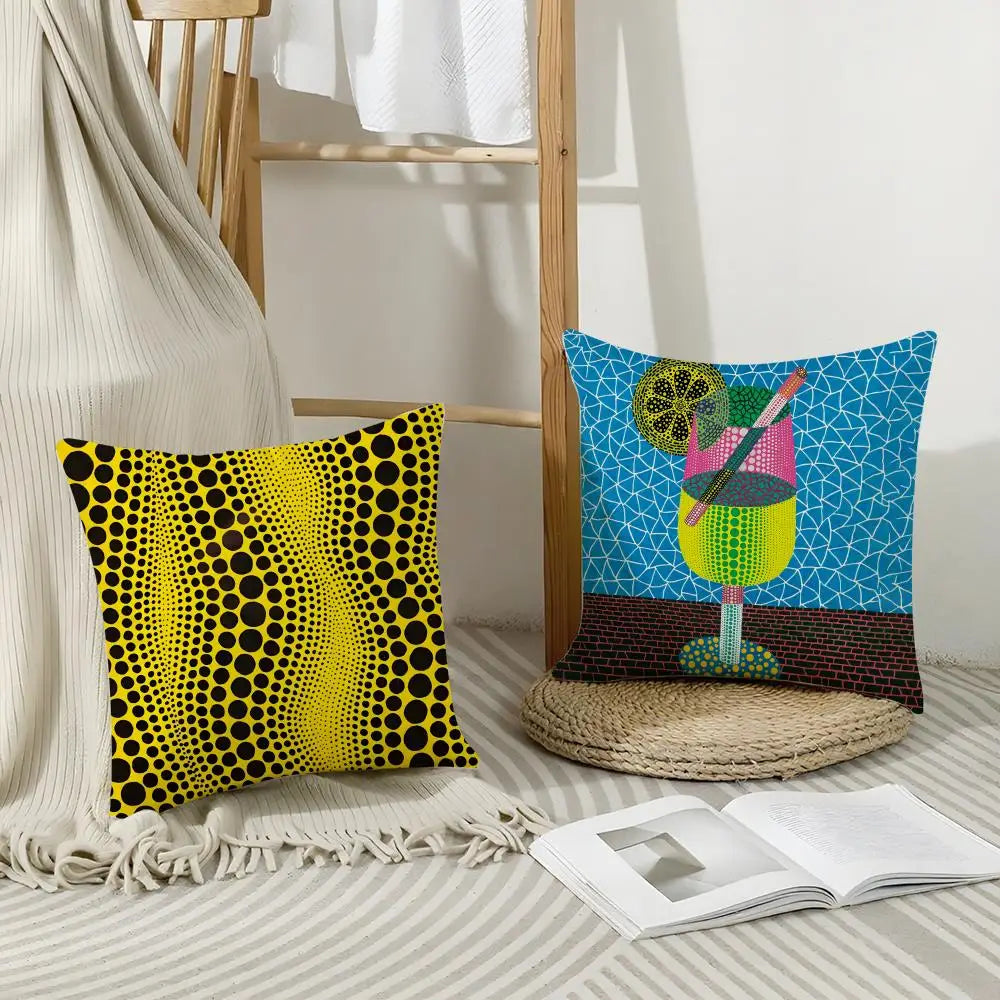 Yayoi Kusama Abstract Pumpkin Linen Cushion Cover | Art Décor Decorative Cushion Cover Axl