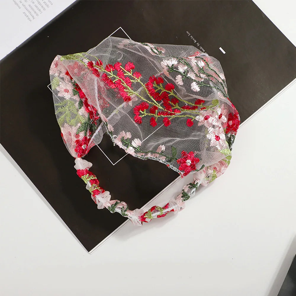 Korean Lace Floral Wide-Brim Turban Headband | Face Wash Hair Band Turban Headband Axl