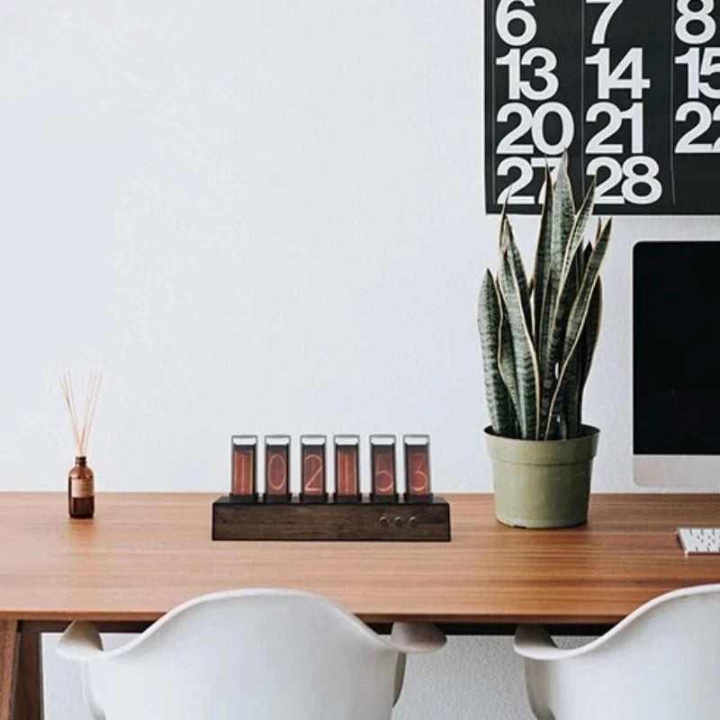 Vintage Nixie Tube Desk Clock – Color-Changing Digital Decor Decorative Desk Clock Axl