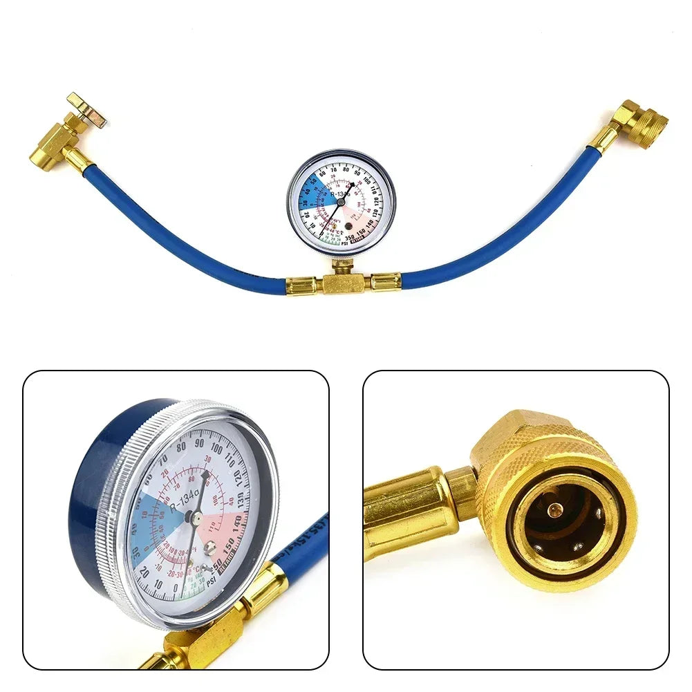 AC R134a Recharge Hose & Low Side Pressure Gauge for Cars AC Recharge Gauge Axl