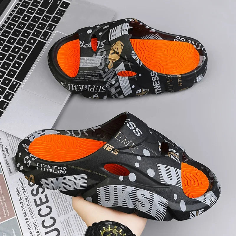 YBQJOO Men's EVA Thick Platform Slides – Beach & Home Slippers Platform Slides Axl black 37