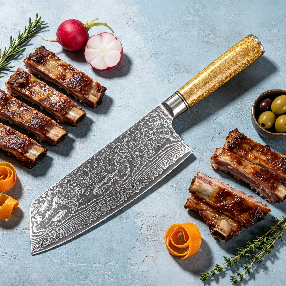67-Layer Damascus Steel Cleaver | Professional Chef Knife Damascus Steel Cleaver Axl Cleaver Knife