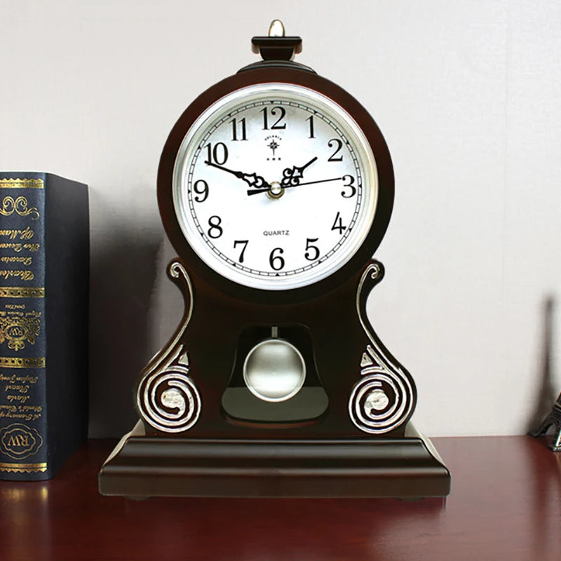 Nordic Retro Silent Pendulum Desk Clock – Vintage 8" Table Clock Retro Desk Clock Axl
