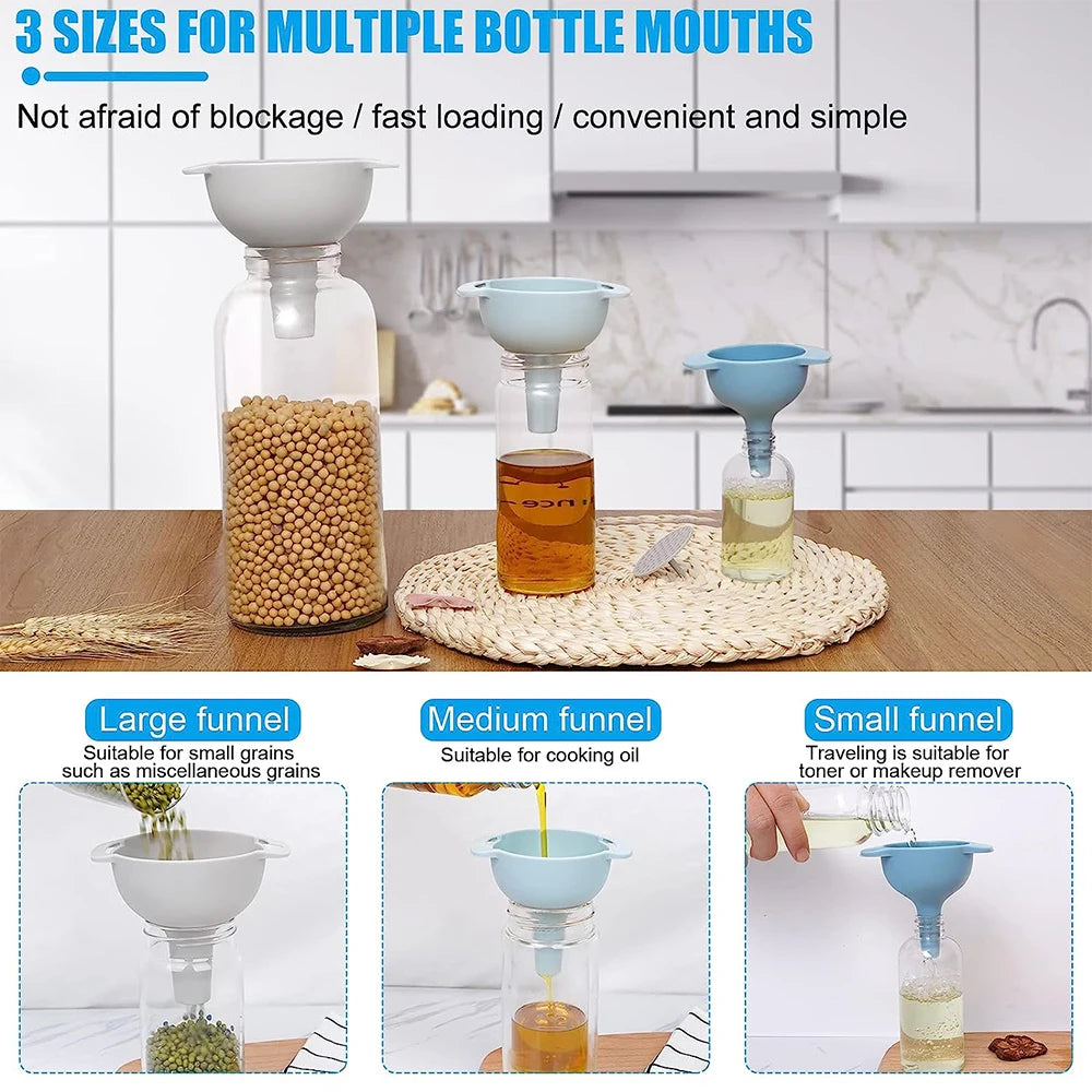 4-in-1 Kitchen Funnel Set with Strainer – BPA-Free Food Grade Kitchen Funnel Set Axl