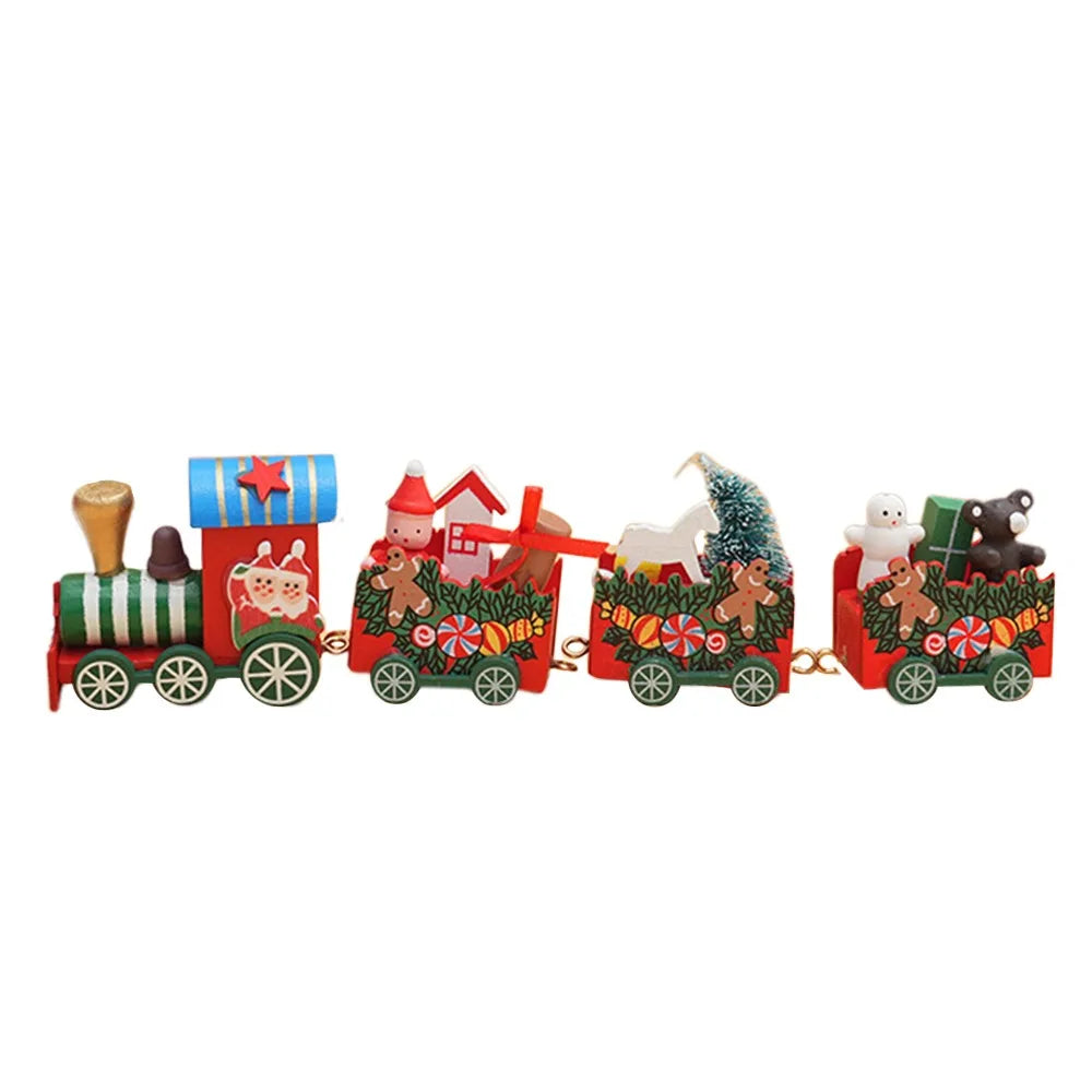 Wooden Christmas Train Decoration – Multicolor Cartoon Animal Christmas Wood Decor Axl 5818