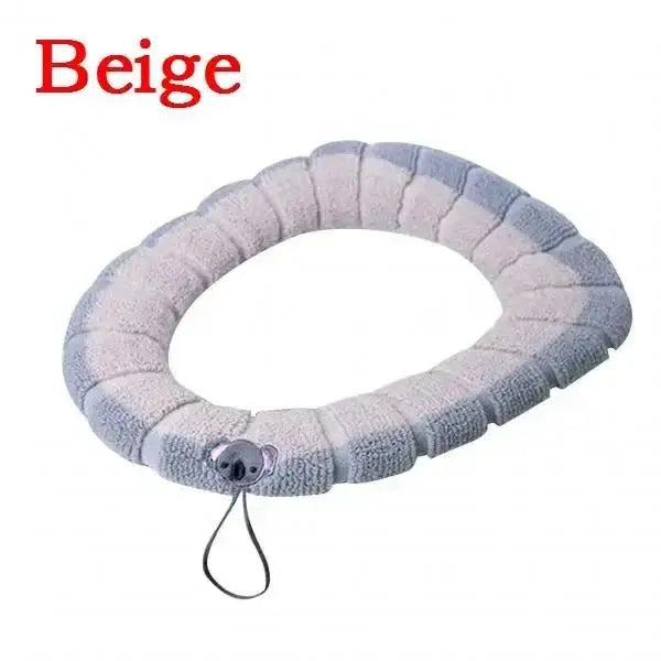 Warm Soft Thickened Toilet Seat Cover Cushion with Handle Toilet Seat Cover Axl Beige