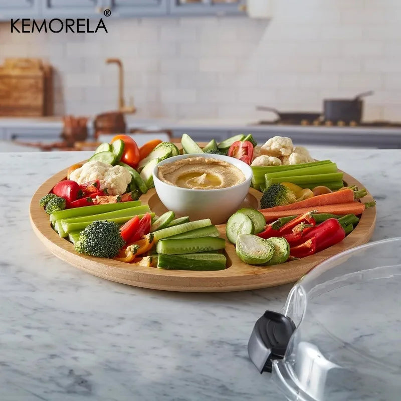 KEMORELA Bamboo Charcuterie Board – 5 Compartments & Lid Charcuterie Board Set Axl