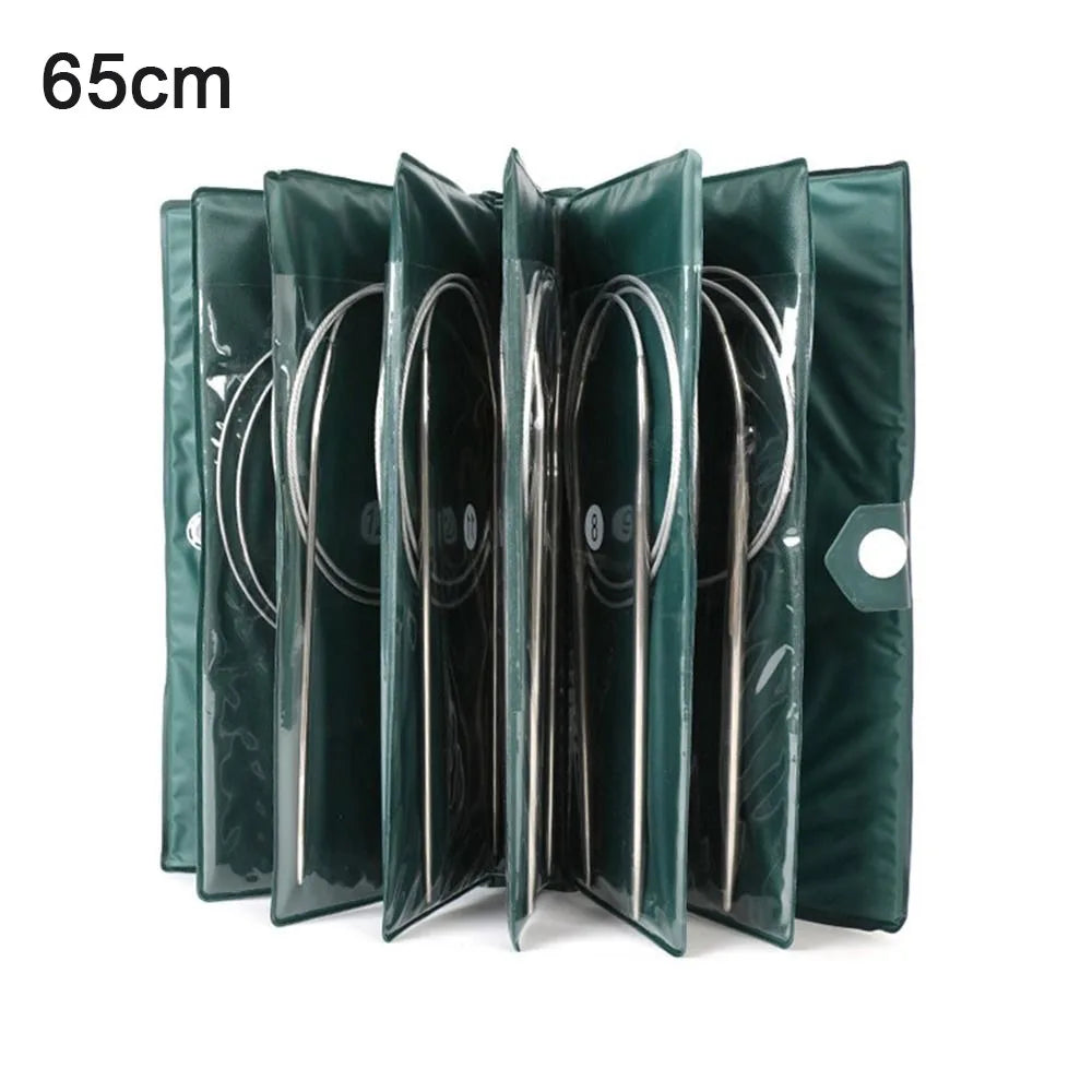 11-Pc Stainless Steel Circular Knitting Needles Set with Bag Circular Knitting Needles Axl 65cm
