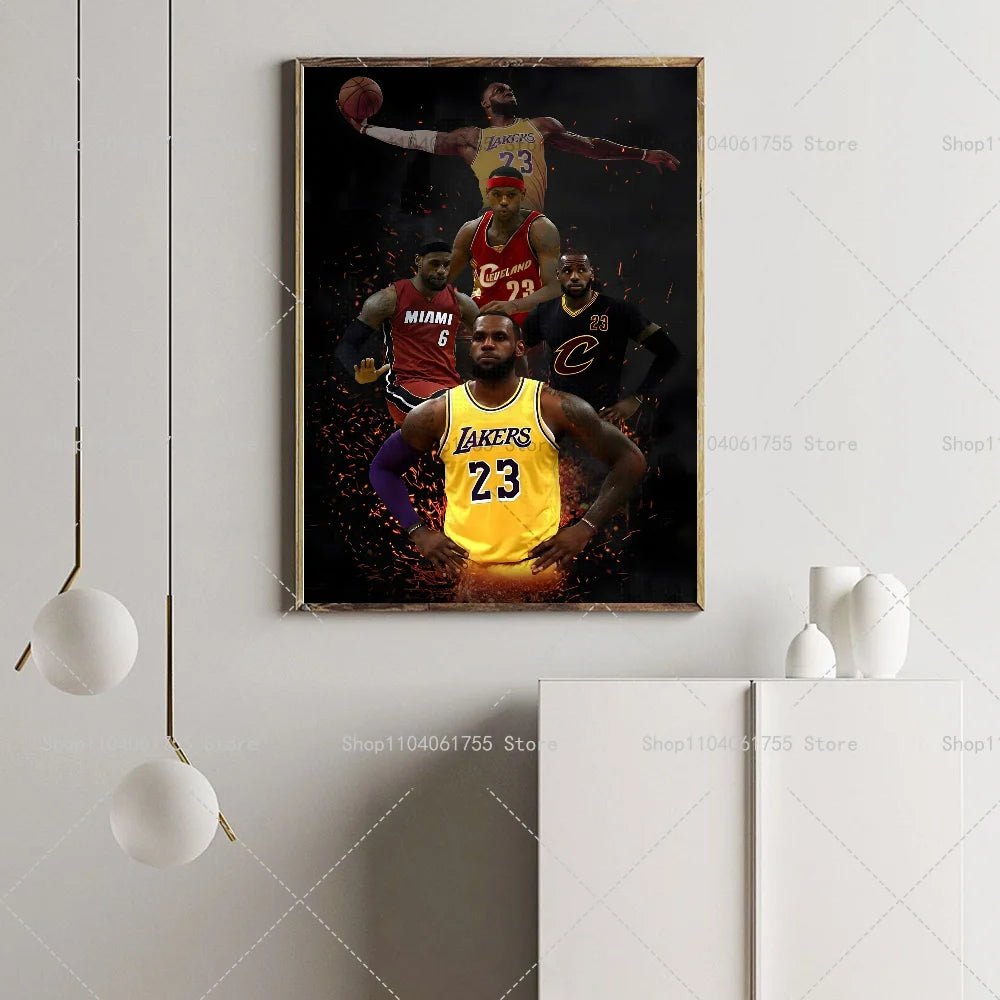 Basketball Star Wall Poster – Self-Adhesive Waterproof Sticker Wall Art Poster Axl