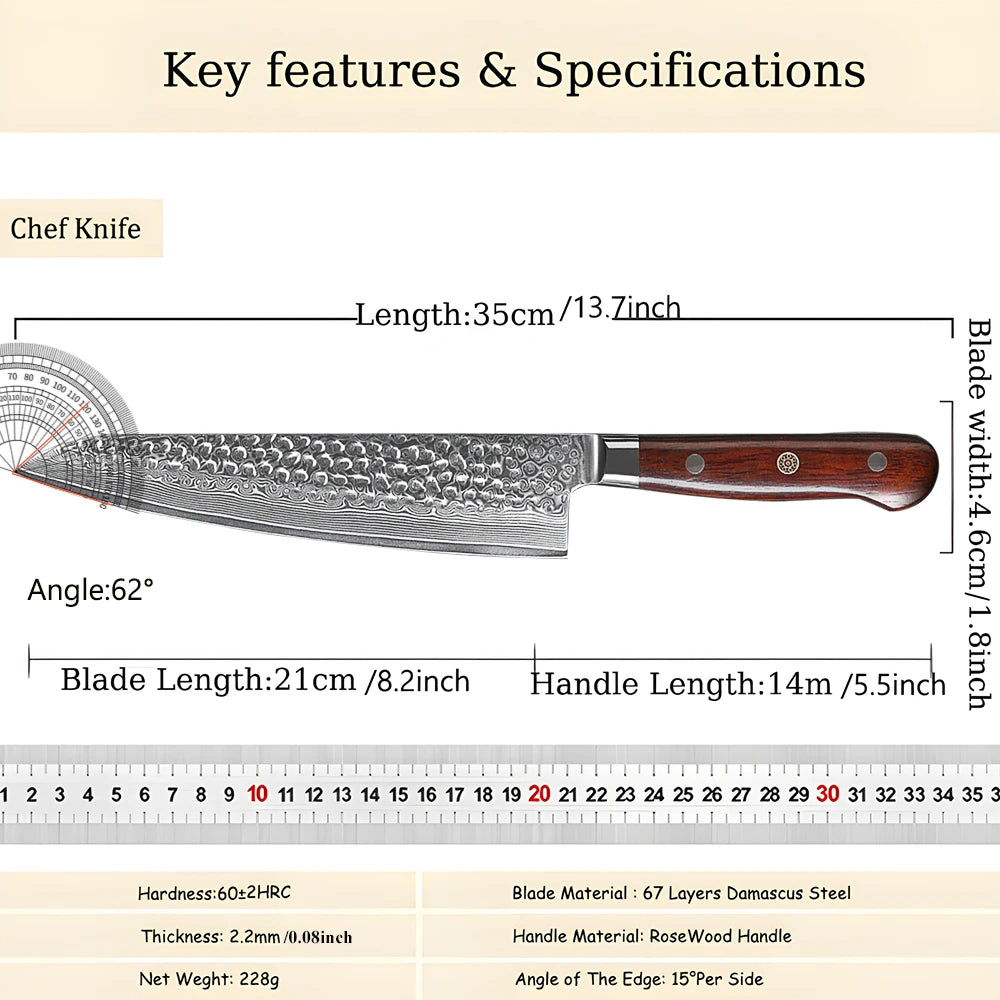 Professional Chef Knife – Non-Slip Handle Stainless Steel 21cm Kitchen Chef Knife Axl
