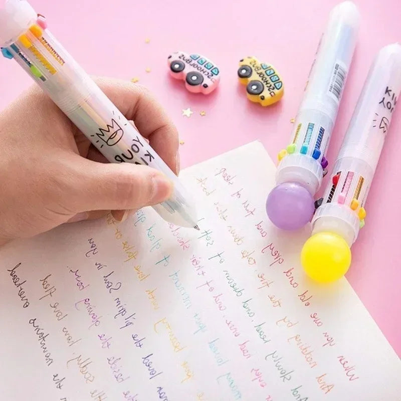 10-Color Kawaii Ballpoint Pen Set for Kids, Students & Office Ballpoint Pen Set Axl