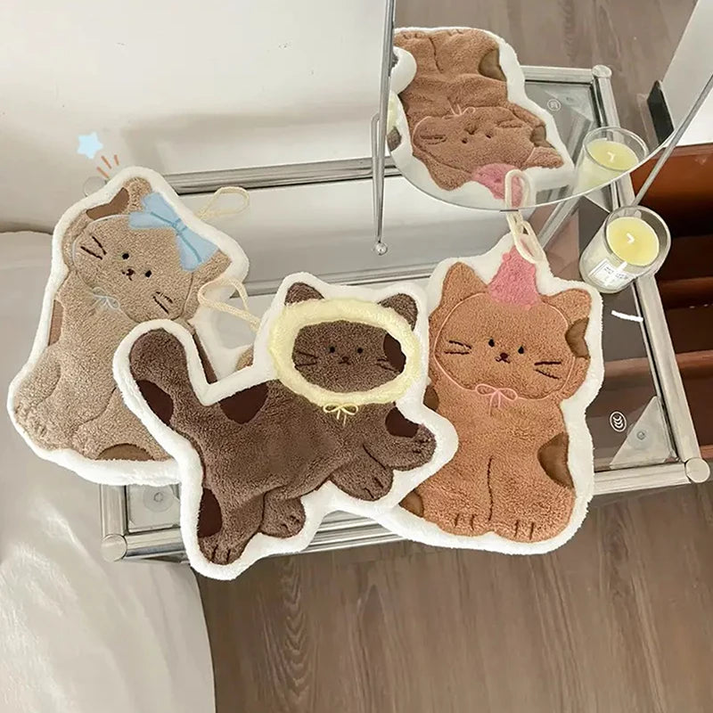 Cat Paw Hanging Hand Towel – Cute Coral Fleece Pet Lover Gift Hanging Hand Towel Axl