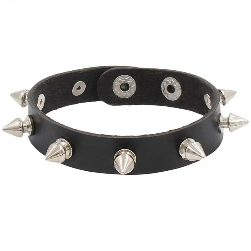 Gothic Studded Punk PU Leather Bracelet – Unisex Wristband Punk Leather Bracelet Axl A1