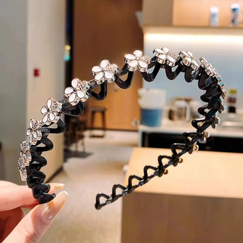 Rhinestone Pearl Hair Braider Headband – Floral Zircon Hair Headband Axl Style 1