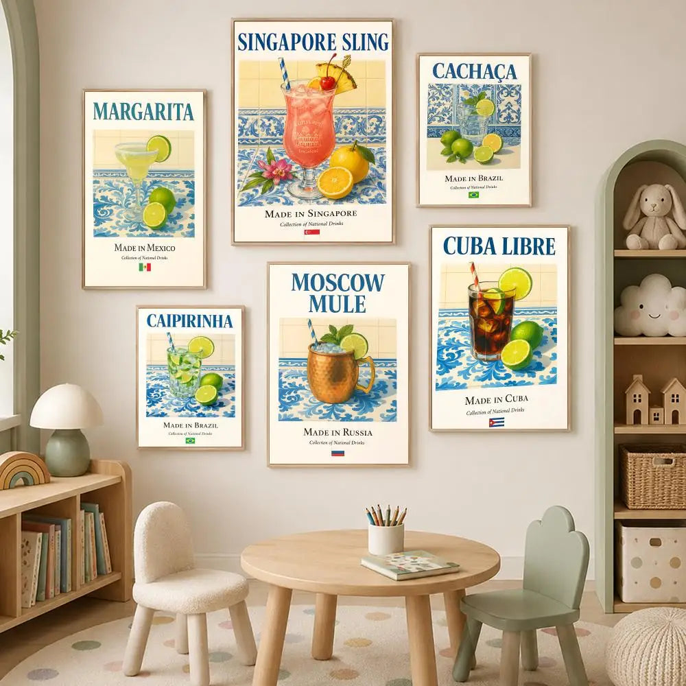 Cocktail Series Self-Stick Wall Art Poster – Waterproof HD Wall Art Poster Axl