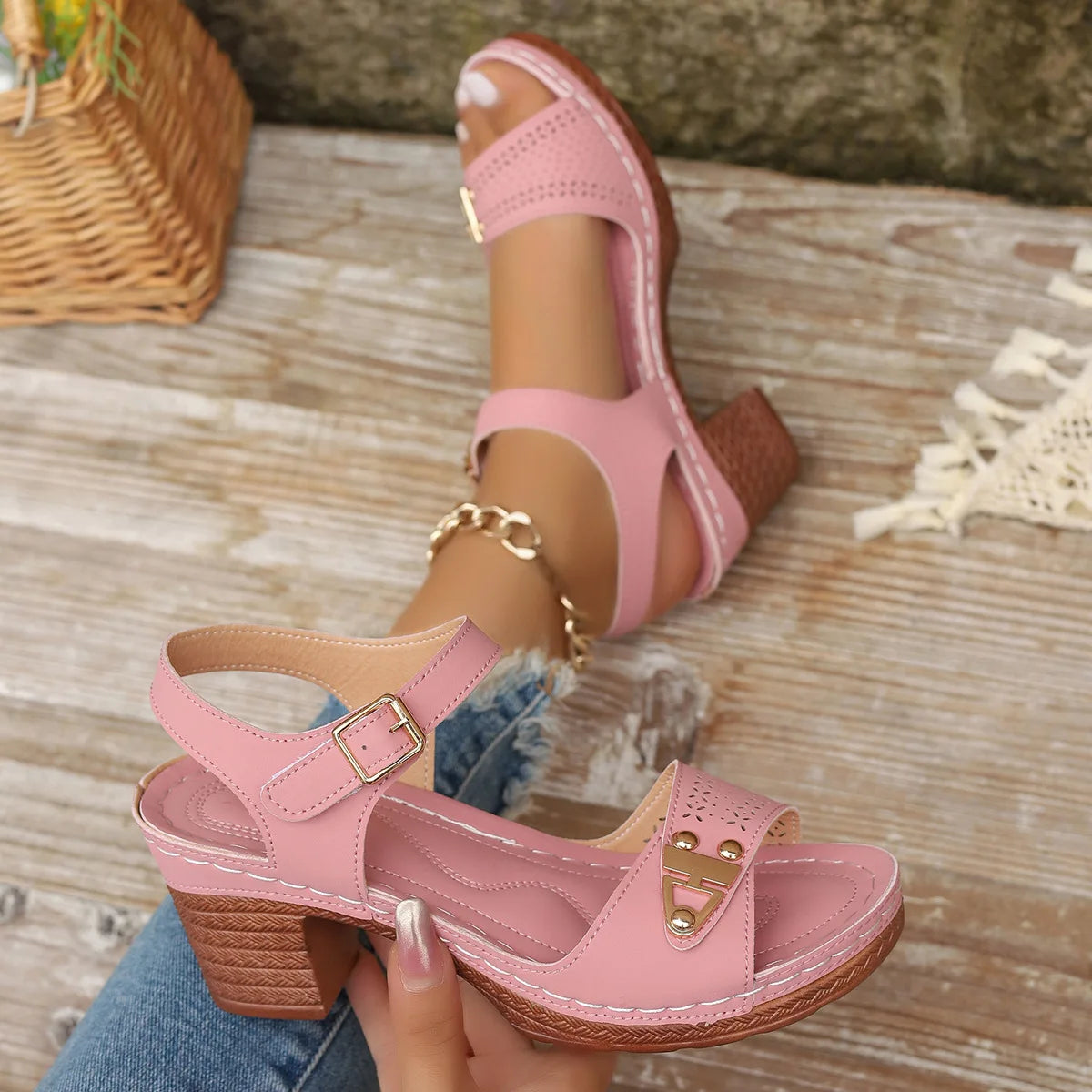 YBQJOO Women's Roman Gladiator Sandals | Open Toe Buckle Gladiator Sandals Axl Pink 36